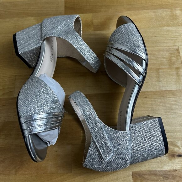 Touch Ups Benjamin Walk Silver Sparkly Foster Block Heel Sandal Size 5 NEW - Picture 7 of 11